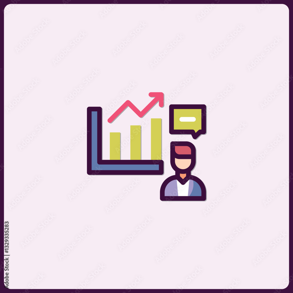 Poster abstract business development graph icon symbolizing growth and communication
