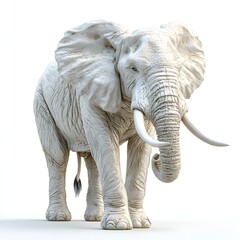 Fototapeta premium A stunning digital rendering of a majestic albino African elephant. Its white skin and imposing size create a powerful image. Detailed Animal isolated on white background. Albino Elephant