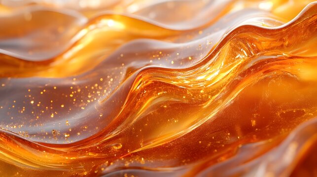 Artistic Top View of Flowing Syrupy Caramel with Cozy Creamy Curls