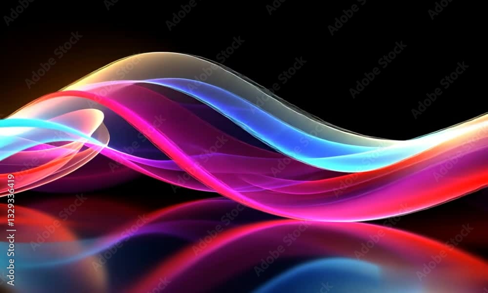Poster vibrant abstract multicolor wave design with smooth flowing lines enhancing modern business ambience