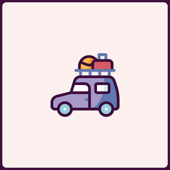 Naklejka premium Stylized vehicle icon with luggage rack symbolizing travel and vacations