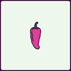 Stylized pink chili pepper illustration with dark outline on light background