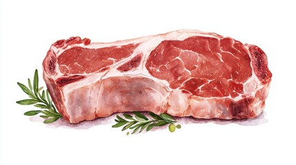 Fototapeta premium Raw uncooked meat steak with fresh rosemary
