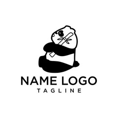 a cute panda logo hugging bamboo