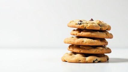 A delectable stack of freshly baked chocolate chip cookies, a delightful treat for any occasion