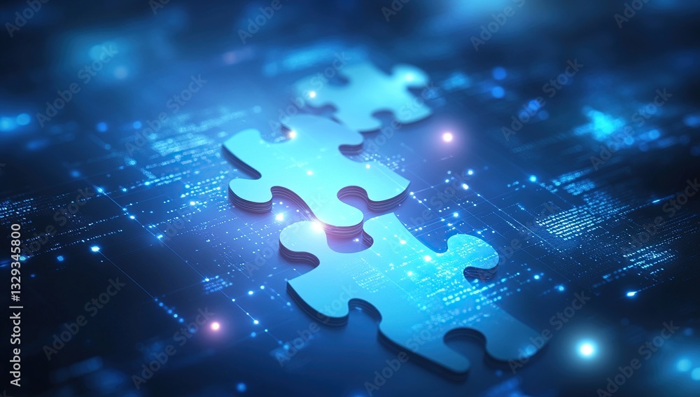 Poster connecting digital puzzle pieces: solving complex system integration challenges efficiently with inn