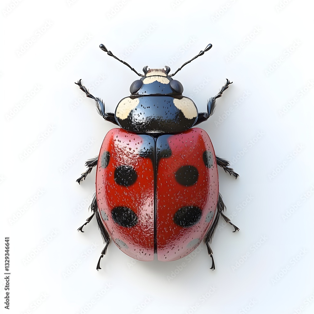 Poster a captivating close-up of a ladybug, showcasing its intricate details and vibrant colors against a c