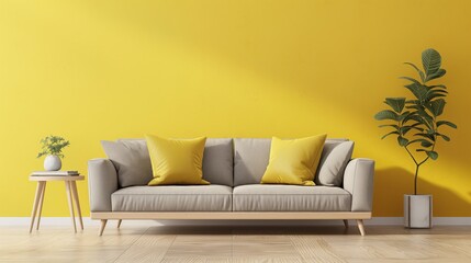 Diseño interior escandinavo de sala de estar moderna.