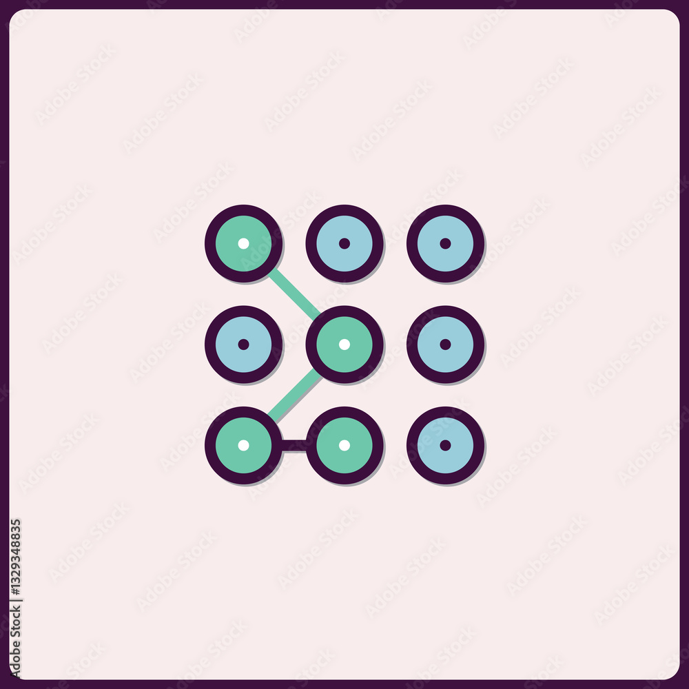 Poster stylized pattern lock design icon representing security and access control