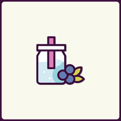 Conceptual illustration of a health drink with blueberries simple design
