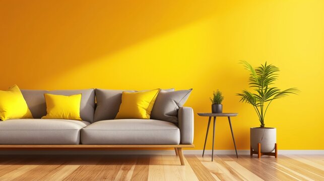 Diseño interior escandinavo de sala de estar moderna.