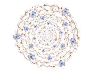 Easter willow wreath watercolor. Festive Easter card on an isolated white background. Clip art of painted a willow wreath.. Ideal for invitations