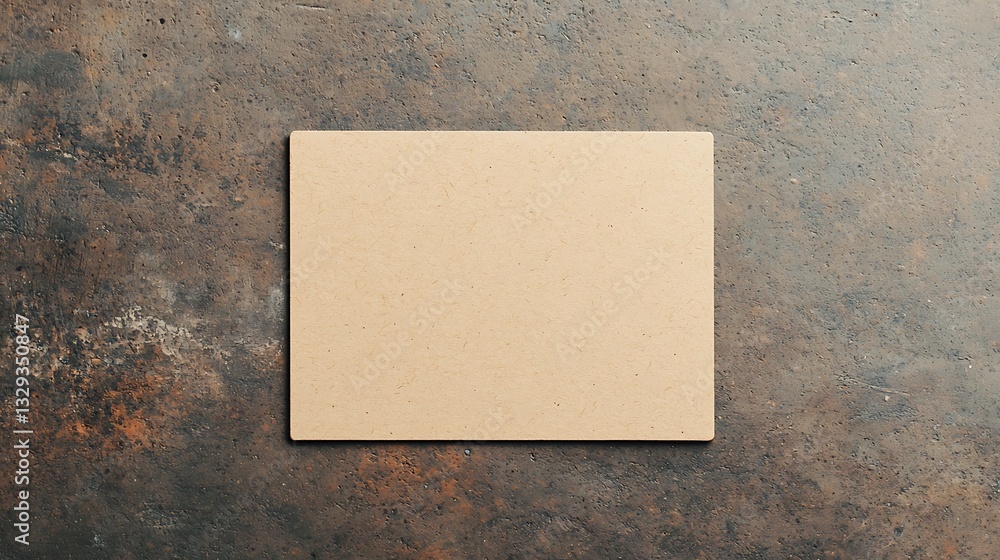 Poster a blank brown card rests on a textured surface, offering a simple yet versatile canvas for creativit