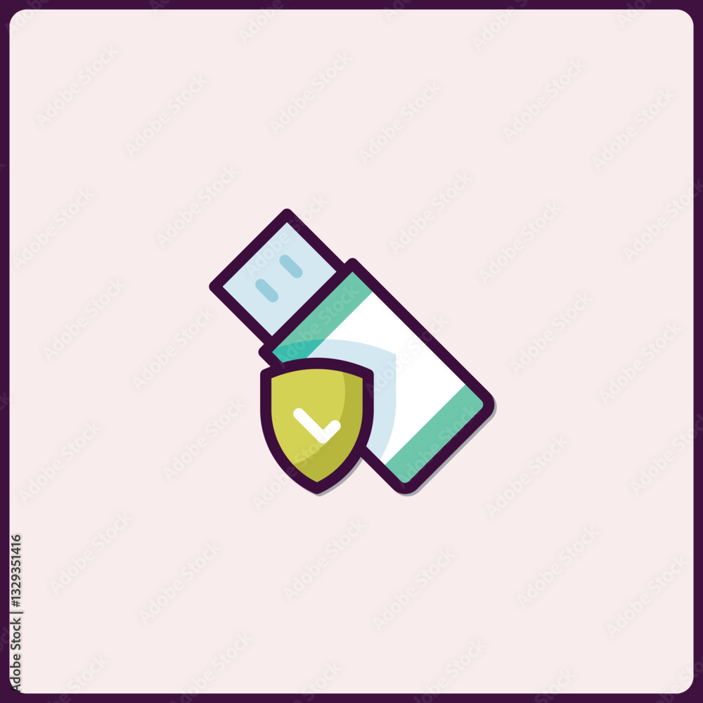Poster protected usb drive icon representing data security and encryption method