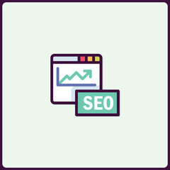 Fototapeta premium Vibrant SEO Icon with Graph, Window, and Marketing concept Presentation