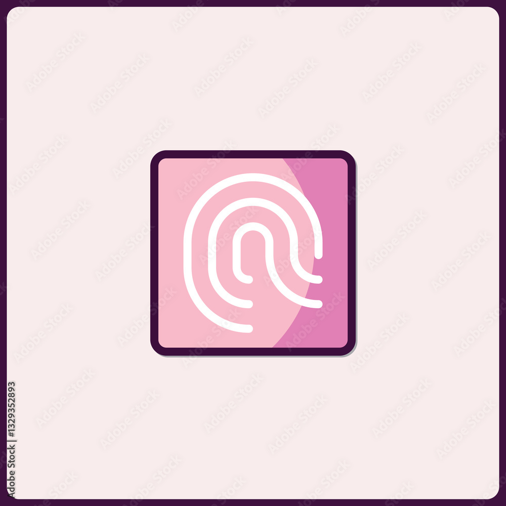 Poster fingerprint recognition technology icon for digital security systems