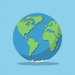 Naklejka premium A Simplified 3D Illustration of Planet Earth Globe Showing Continents and Oceans Global Cartography