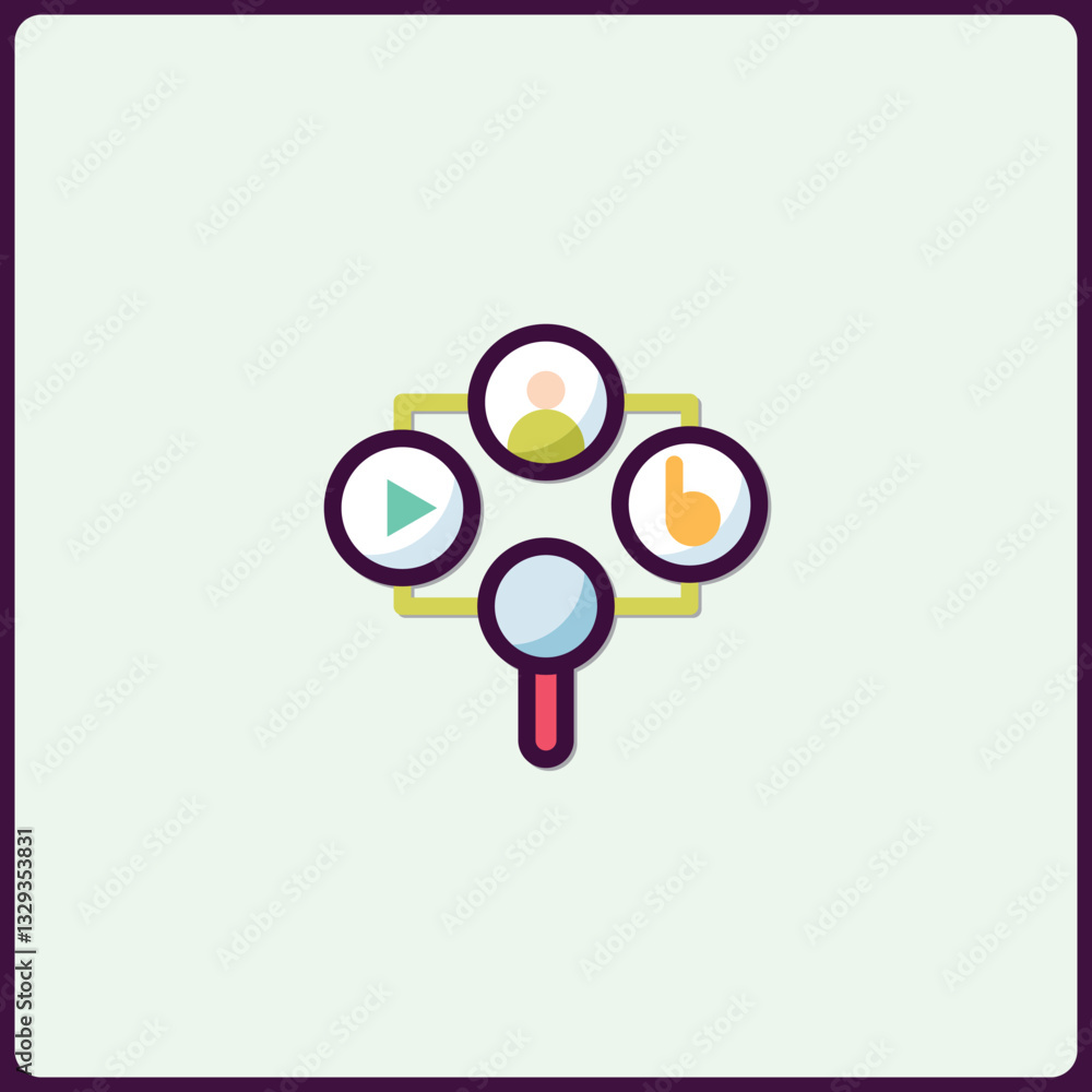 Poster iconographic representation of a business structure analysis or audit process