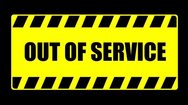video animation poster out of service text, on a transparent background with alpha channel set to zero