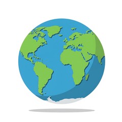 Fototapeta premium A Simple Stylized Illustration of Planet Earth Showing Continents and Oceans Global Icon