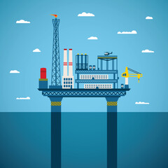 Vector concept of oil and gas offshore industry