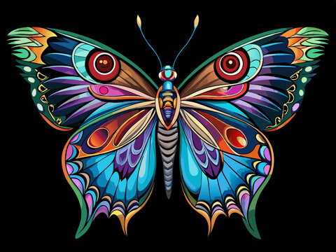 vector of  Paris Peacock butterfly on black background