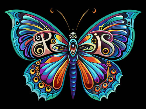 vector of  Paris Peacock butterfly on black background