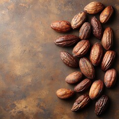 Obraz premium A colorful bunch of mixed nuts arranged neatly on a rustic table ready for snacking and sharing