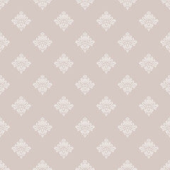 Elegant Beige Damask Pattern with Classic Ornamental Floral Design for Luxury Interiors