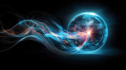 Holographic energy charts and data projected over a glowing Earth