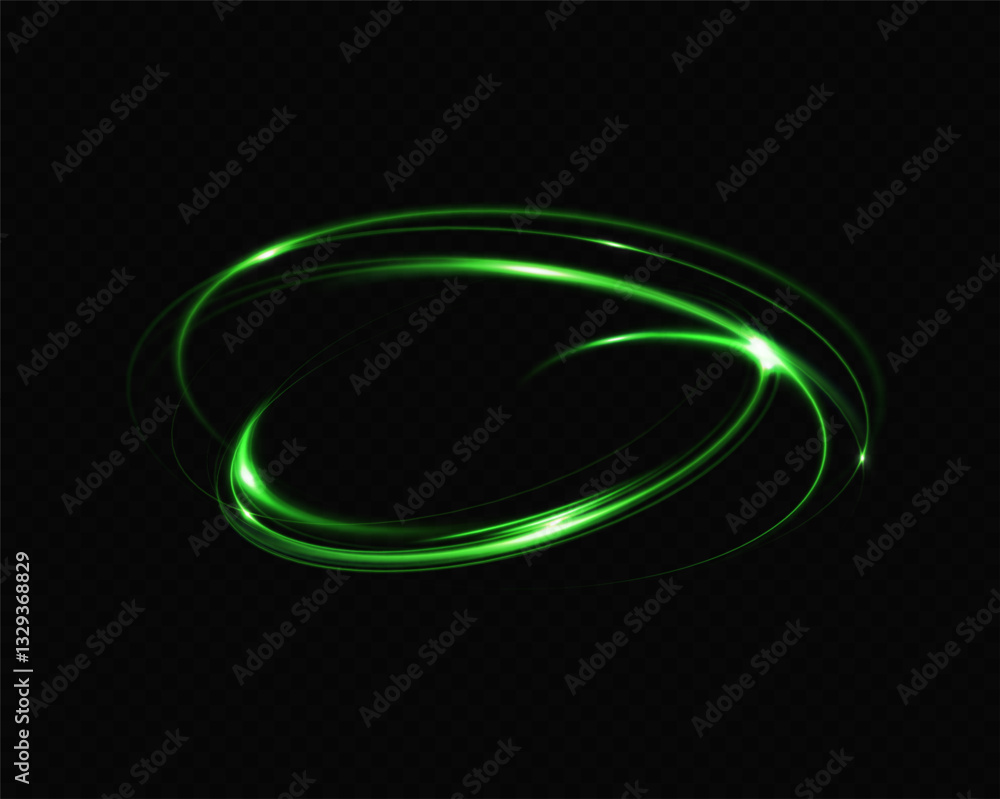 Aufkleber Green neon ring. Glowing circle. Glow effect. Round light frame. abstract light lines of movement and speed. Abstract light lines of movement and speed. light green ellipse.
