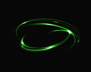 Green neon ring. Glowing circle. Glow effect. Round light frame. abstract light lines of movement and speed. Abstract light lines of movement and speed. light green ellipse.