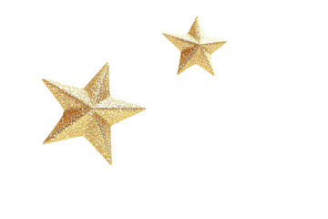 Glittering gold stars on a transparent background
