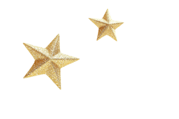 Glittering gold stars on a transparent background