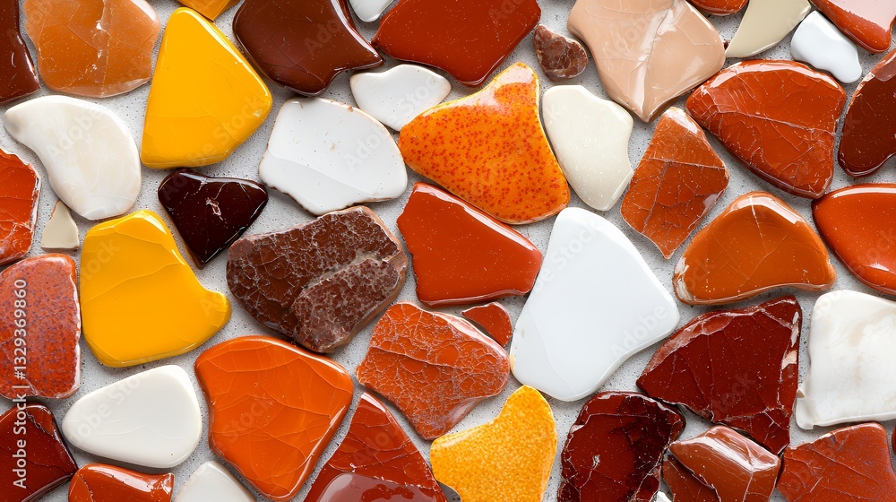 Aufkleber colorful mosaic pieces arranged randomly creating a textured abstract surface