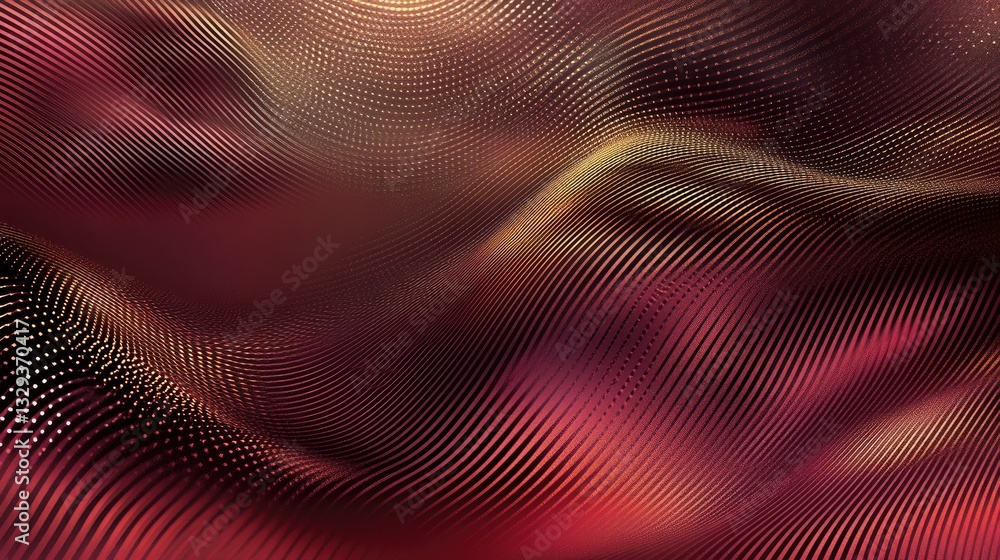 Poster abstract red and gold wavy lines background with dotted texture digital art