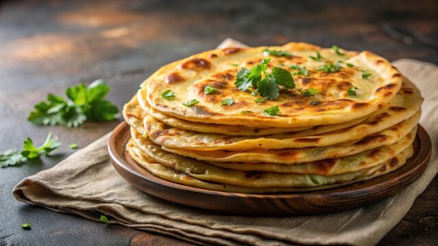 Golden Brown Paratha Stack , breakfast, parantha,  breakfast,parantha