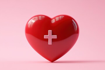 Obraz premium Creative graphic layout emphasizing a red heart symbol symbolizing health and care
