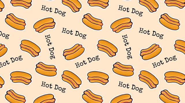 Animation of the pattern with food. Food pattern. Animation for the background. Doodle style of fast food. animation. Fast food videos. meal. Sandwich. burger. pizza. burger. fried chicken.