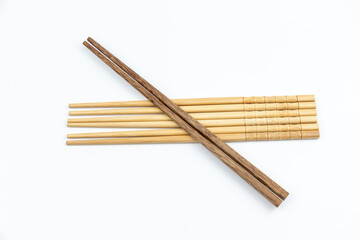 Chopsticks on white background
