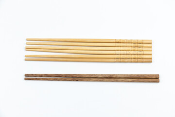 Chopsticks on white background