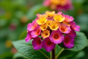 Obraz premium Vivid Lantana Blooms: Stunning Display of a Colorful Floral Garden