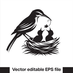  silhouette Western meadowlark Bird in the nest