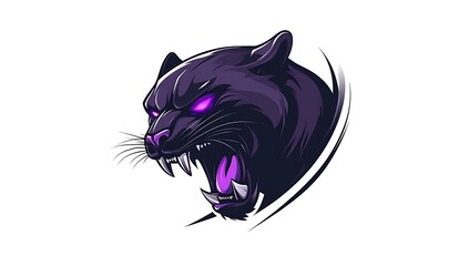 Obraz premium Powerful Roaring Black Panther Head Illustration Fierce Animal Design for Branding