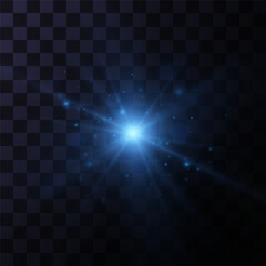 Obraz premium Bright particles, burning blue lights, stars, lasers. Vector.