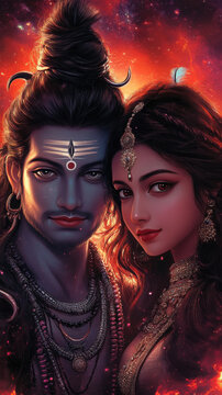 lord Shiva and Parvati faces