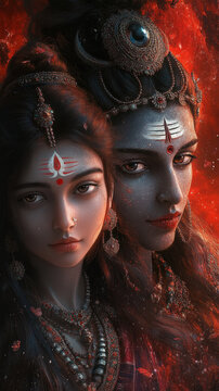 lord Shiva and Parvati faces