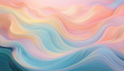 Fototapeta premium A gentle wave pattern made of soft pastel colors, creating a fluid and calming effect – an elegant and serene design perfect for relaxation and tranquility. 
