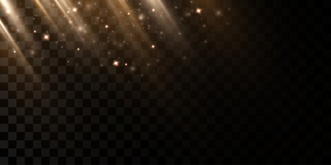 Vector transparent sunlight special lens flare light effect. Vector blur in aurora light. Horizontal star rays and spotlight.