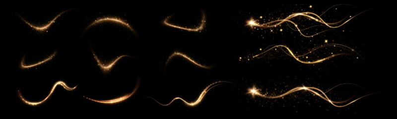 Neon swirl yellow. Golden line curve light effect. Abstract ring background with glowing swirling background. Energy flow tunnel. Glowing spiral. © kulinskaia